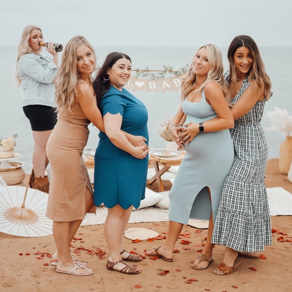 Abercrombie & Fitch Crossback Elevated Knit Midi Dress- blue - Picture 9 of 9